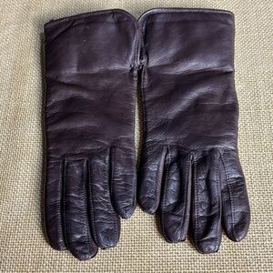 VTG Isotoner Women Leather Gloves Wool Lining Sz 7 Brown Fur trim  Supple NWOT